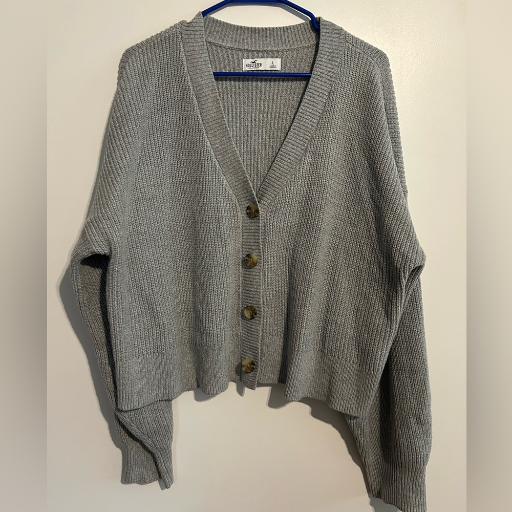 Hollister Gray Button-Up Cardigan
